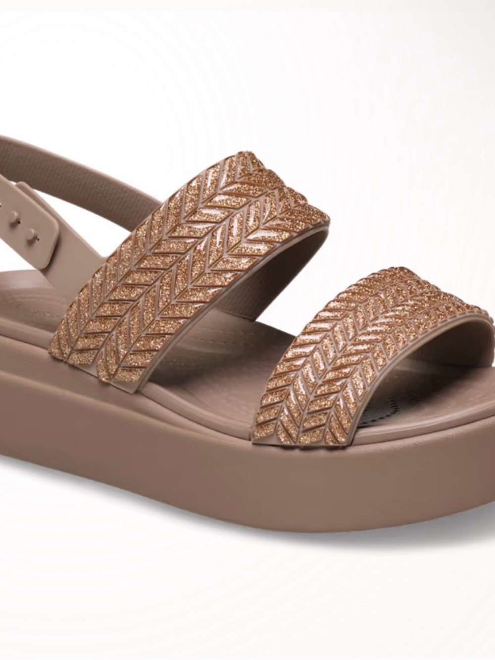 CROCS Women's Glitter Double-Strap Platform Sandal in Taupe